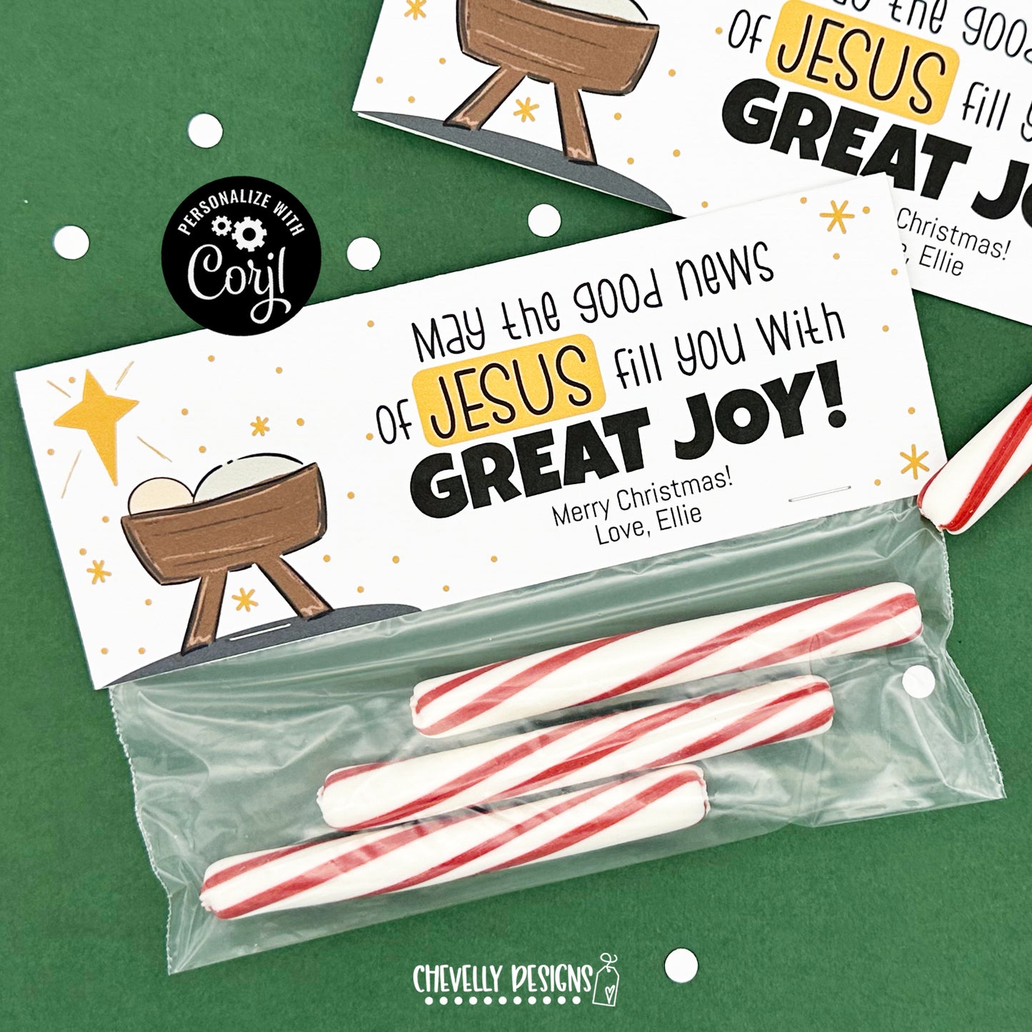EDITABLE - Good News of Jesus Fill You with Great Joy - Christmas Treat Bag Toppers - Printable Digital File