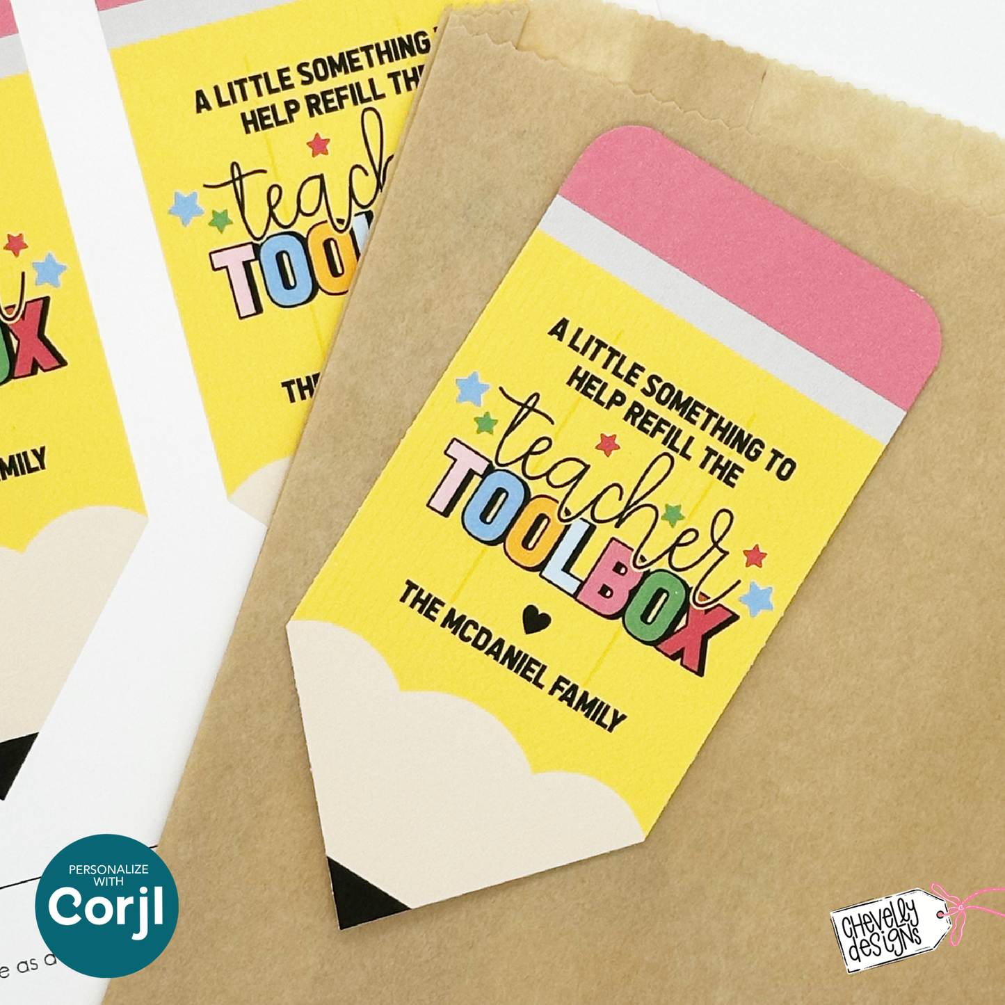 Editable Pencil Gift Card Holder for Teachers | Back to School Printable | Teacher Appreciation Gift
