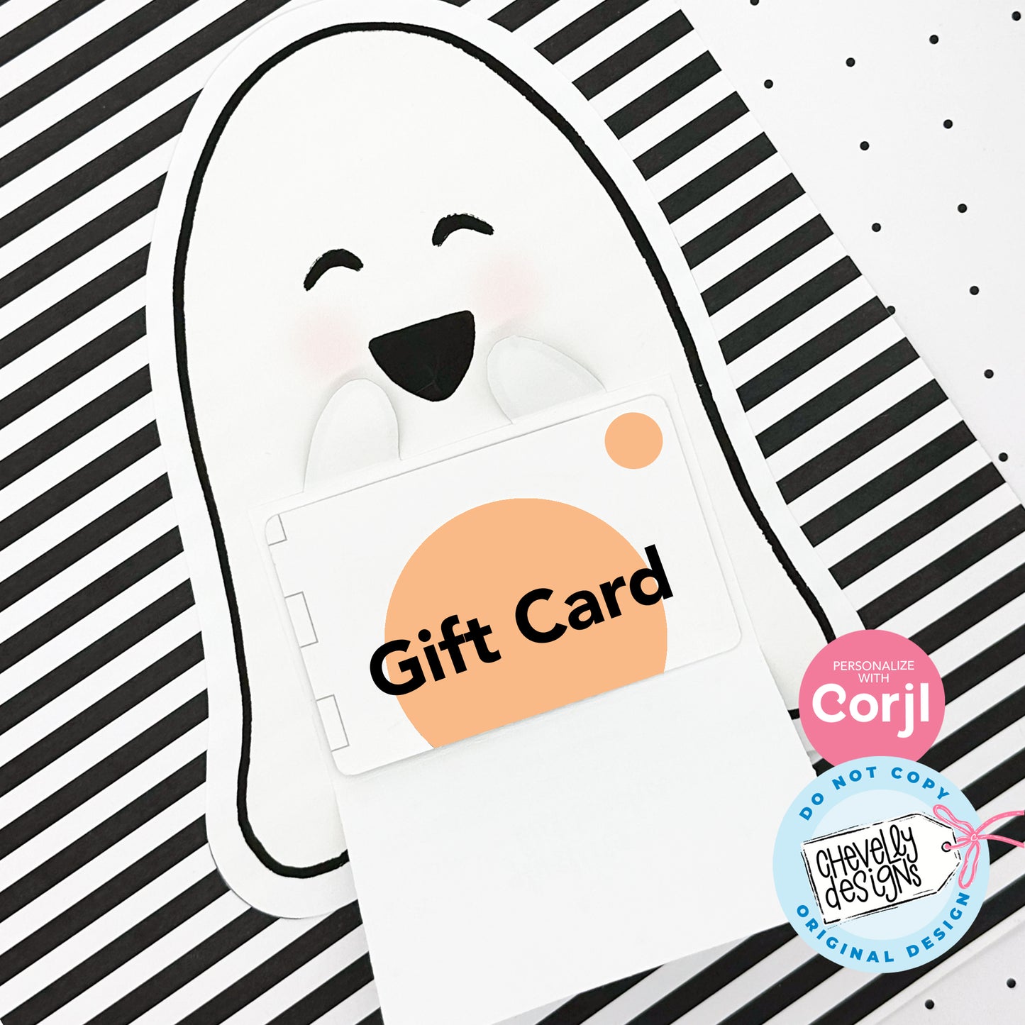 EDITABLE - Halloween Gift Card Holder for Teacher Treat - Ghost - Printable Digital File
