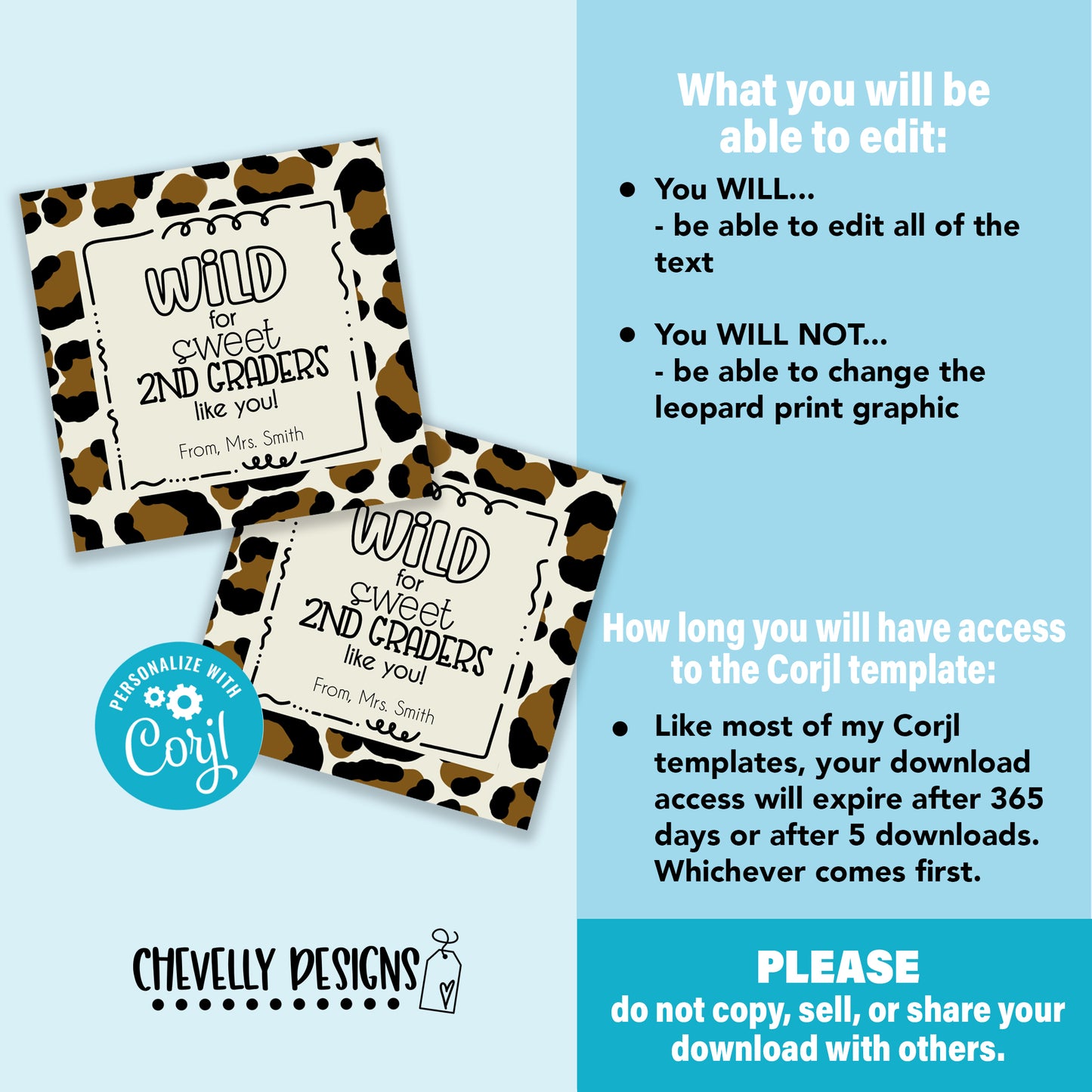 EDITABLE - Wild for Sweet Students - Leopard Print Gift Tags - Printable Digital File