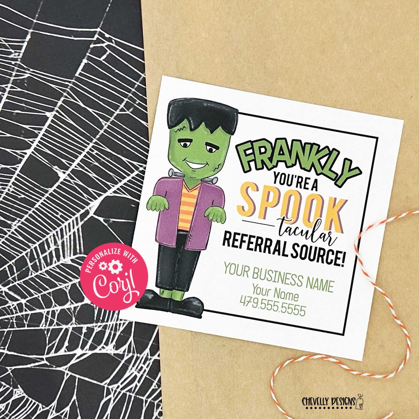 Editable - Frankly, You're a Spook-tacular Referral Source - Business Gift Tags - Printable Digital File