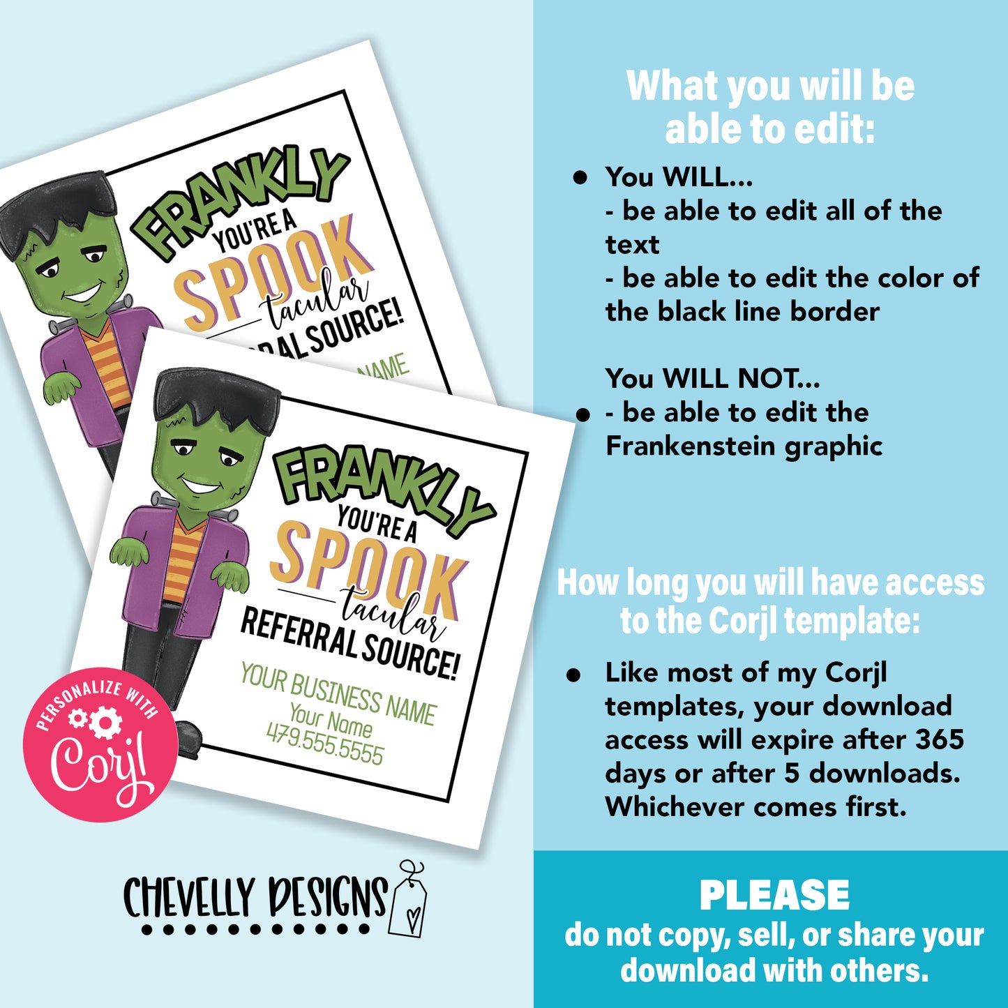 Editable - Frankly, You're a Spook-tacular Referral Source - Business Gift Tags - Printable Digital File