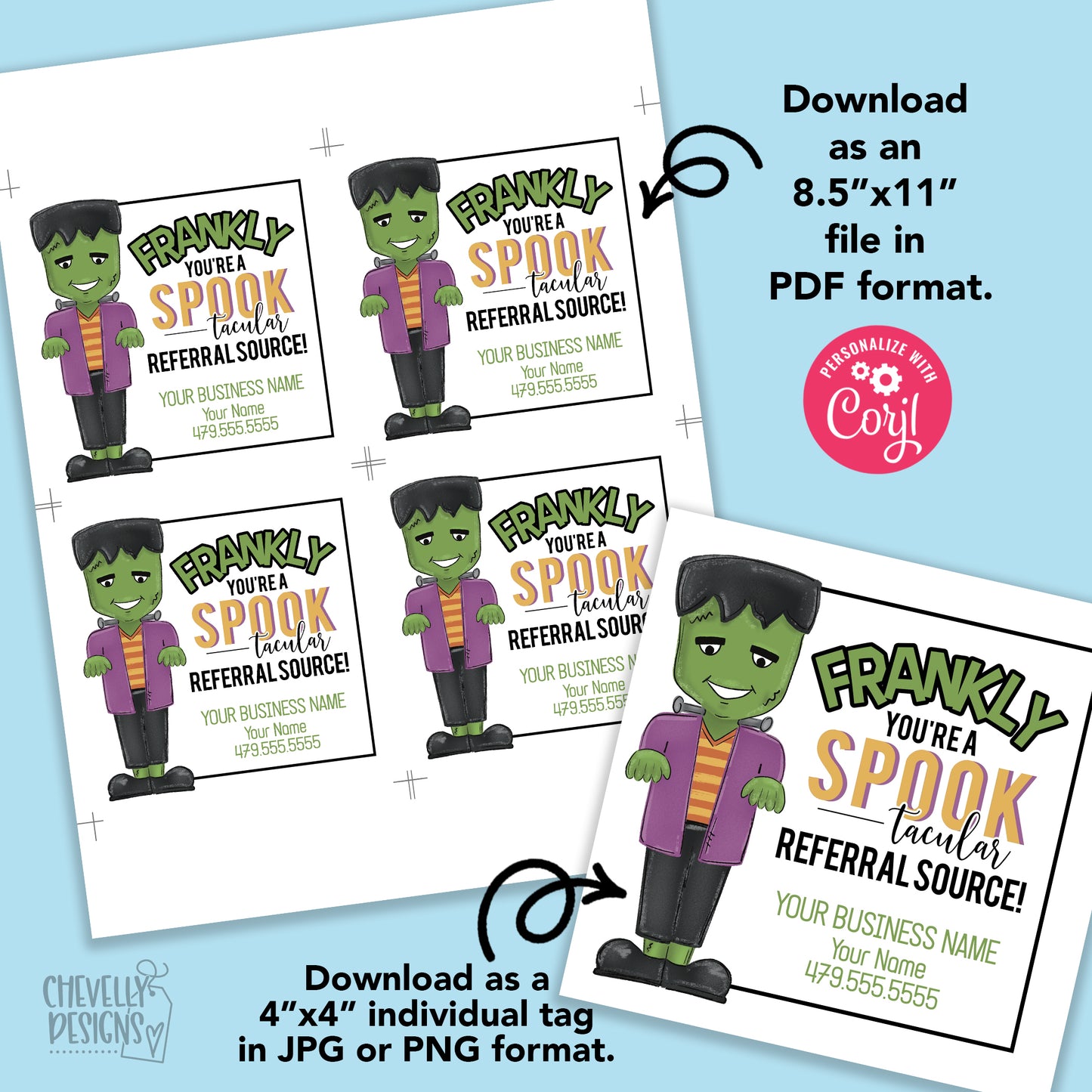 Editable - Frankly, You're a Spook-tacular Referral Source - Business Gift Tags - Printable Digital File