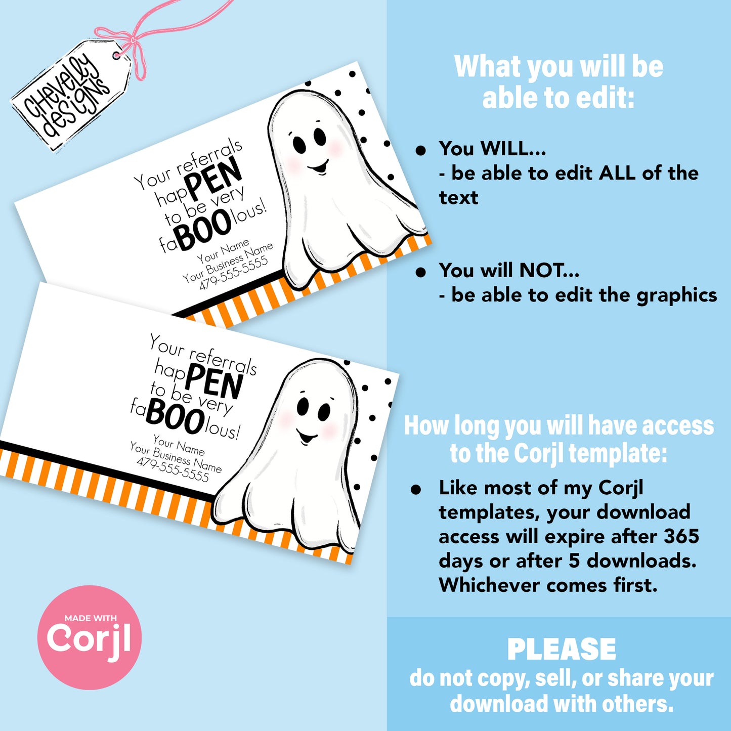 EDITABLE - Your Referrals are fa-BOO-lous - Halloween Referral Marketing Gift Tag for ink pens - Printable Digital File