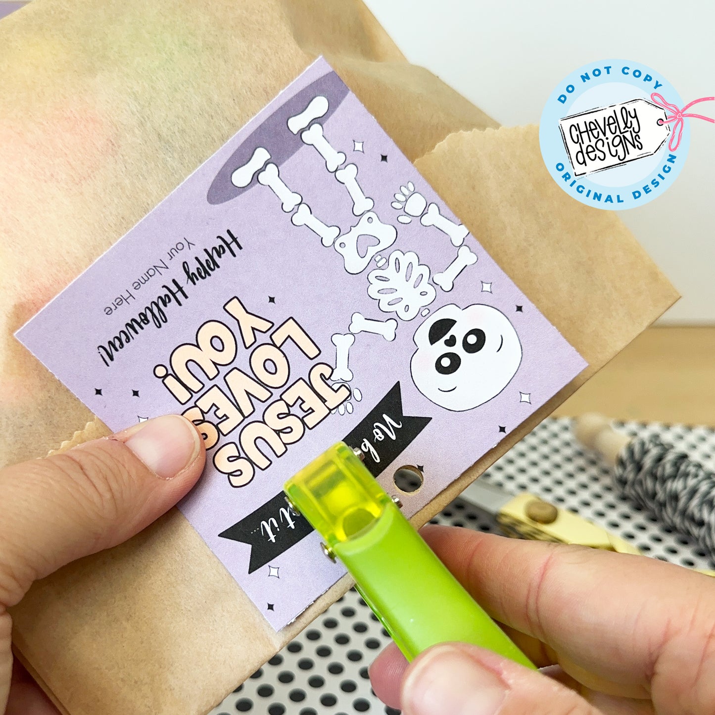 EDITABLE Halloween Treat Tags - No Bones About It Jesus Loves You - Printable Digital File