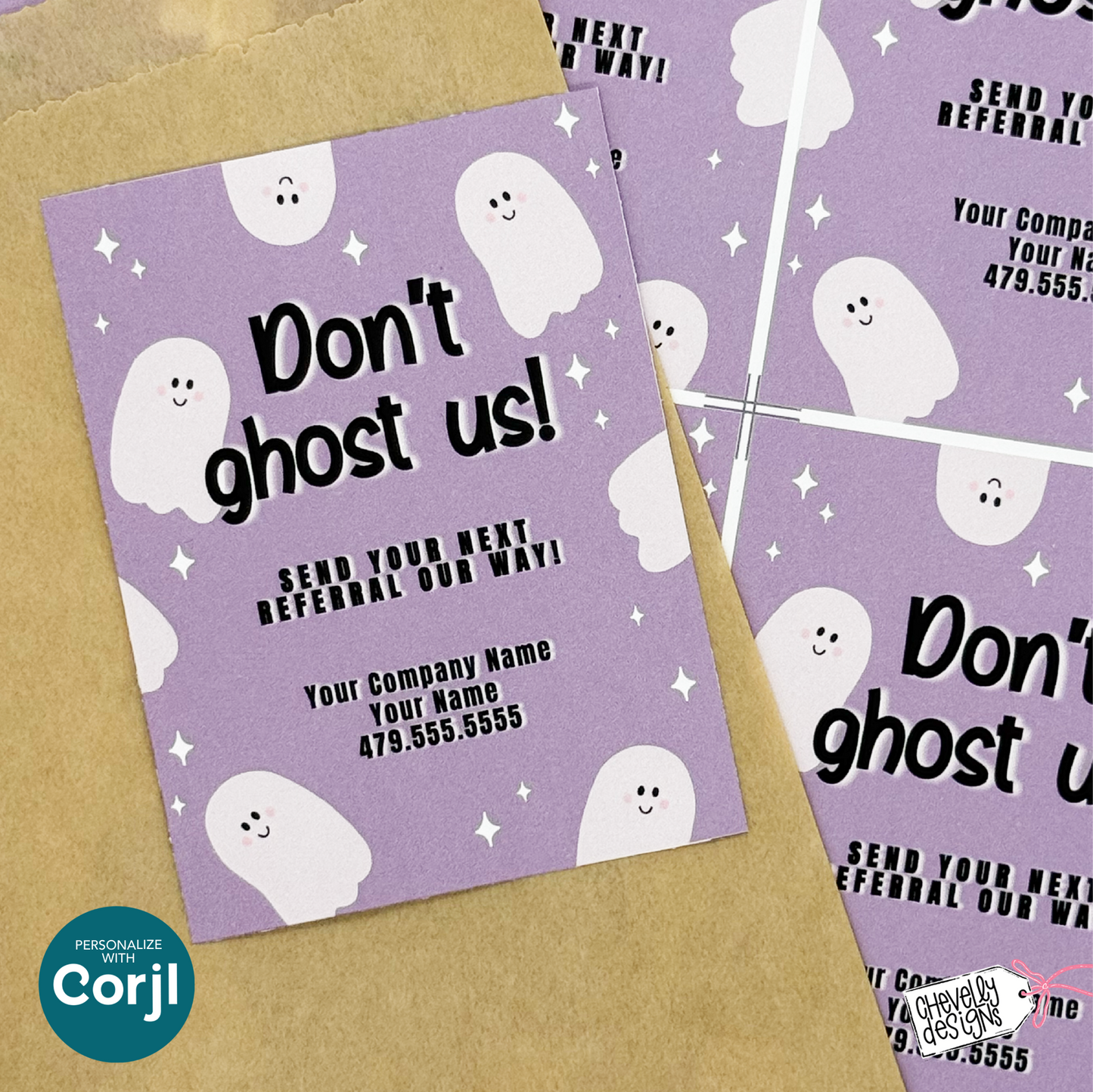 EDITABLE Halloween Referral Gift Tag - Don't Ghost Us - Printable Marketing Labels - Digital File