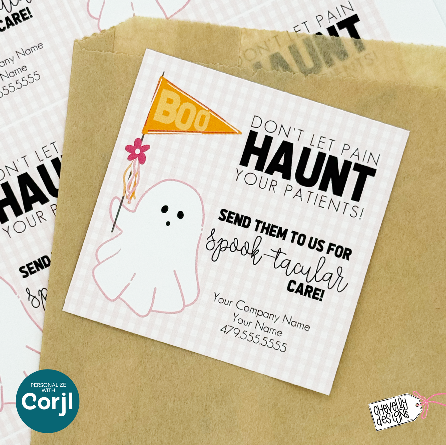 Editable Halloween Referral Gift Tag: Printable Cute Ghost Marketing Labels (Digital File HT-HAL029)
