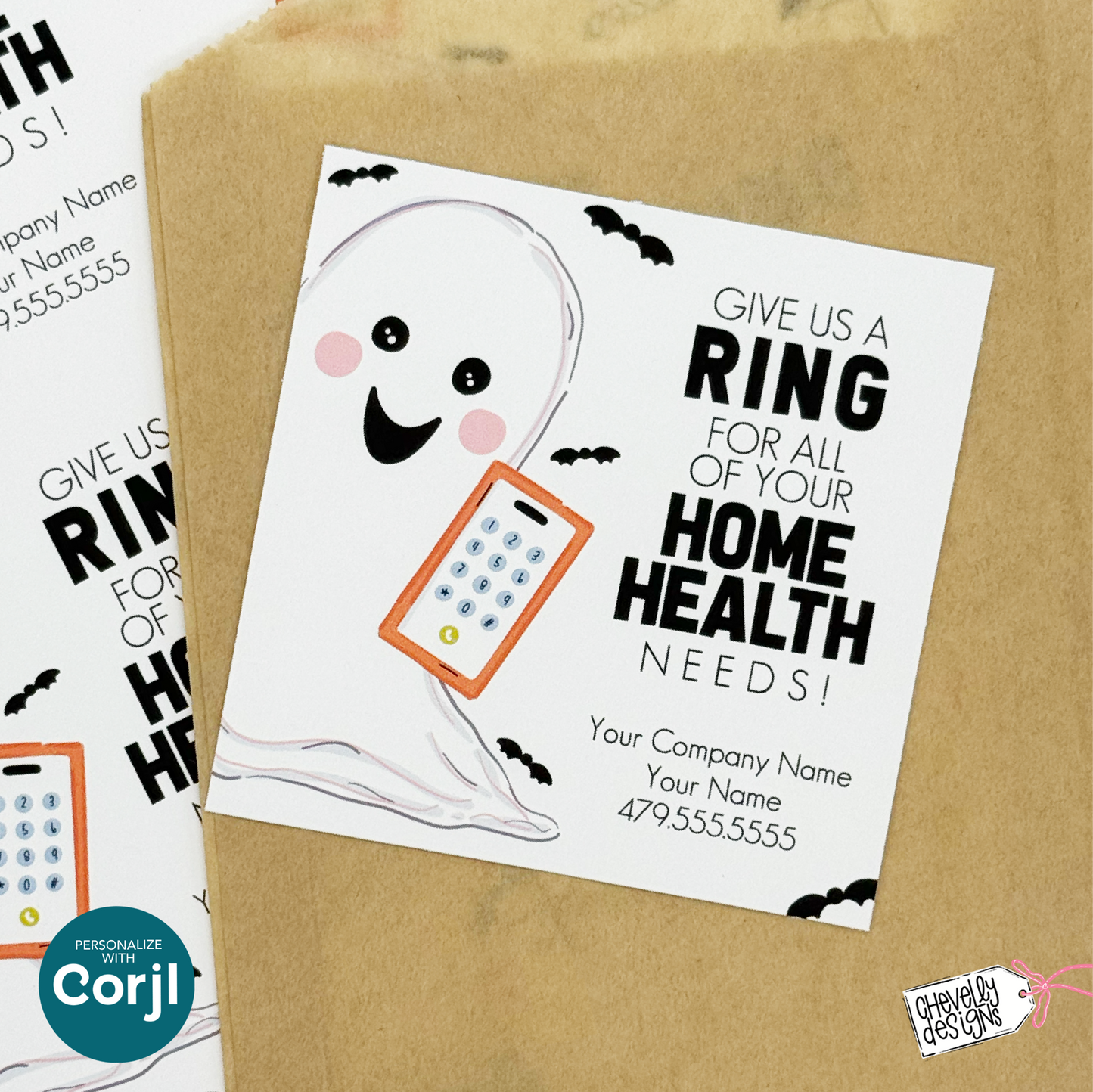 Editable Halloween Referral Gift Tag: Give Us a Ring Home Health Marketing Labels (Digital File HT-HAL031)