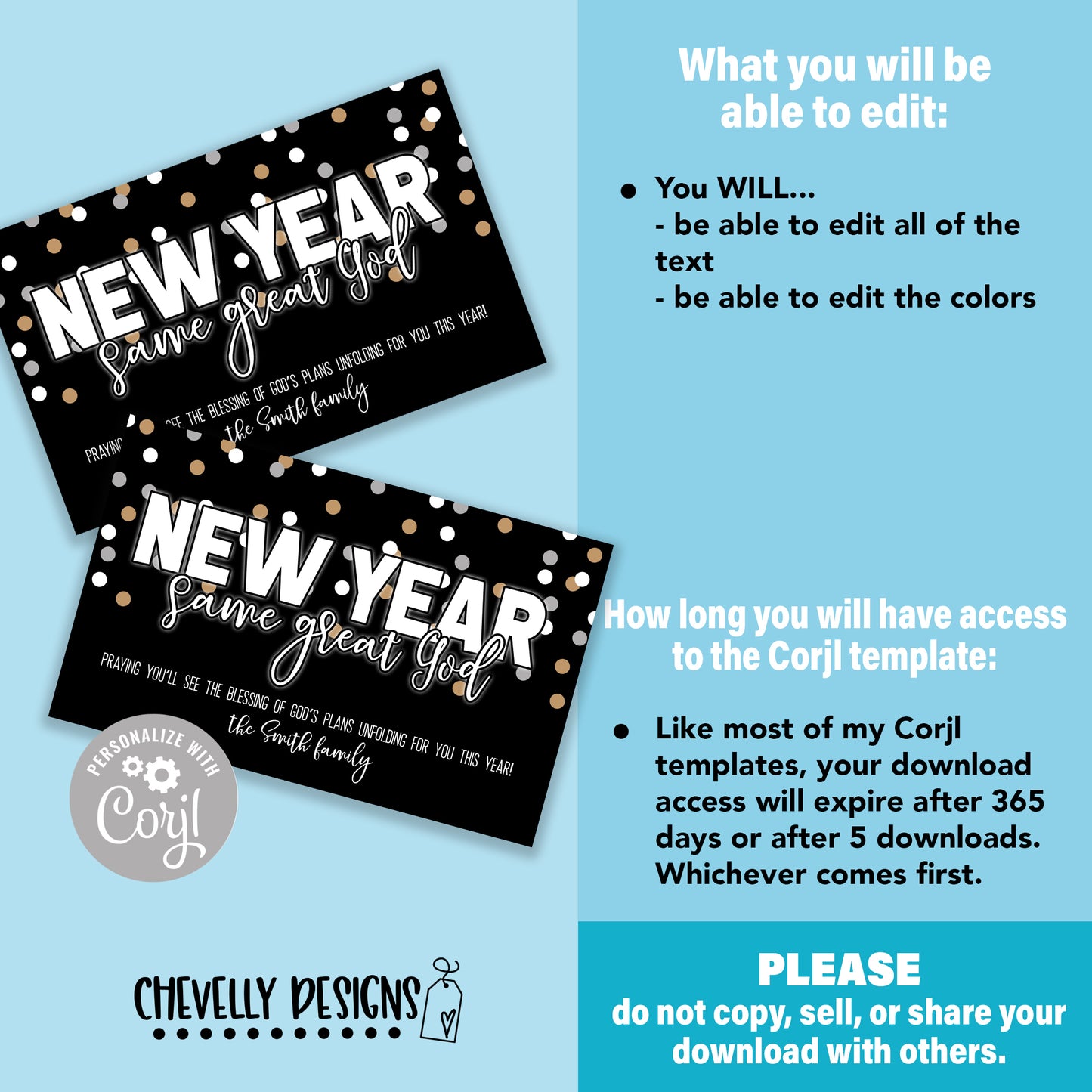 Editable - New Year Same Great God - Religious Faith Based Gift Tags - Printable Digital File