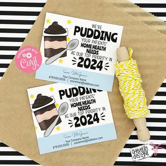 Editable - We're PUDDING your needs as top priority - New Year Referral Marketing Gift Tags - Printable Digital File
