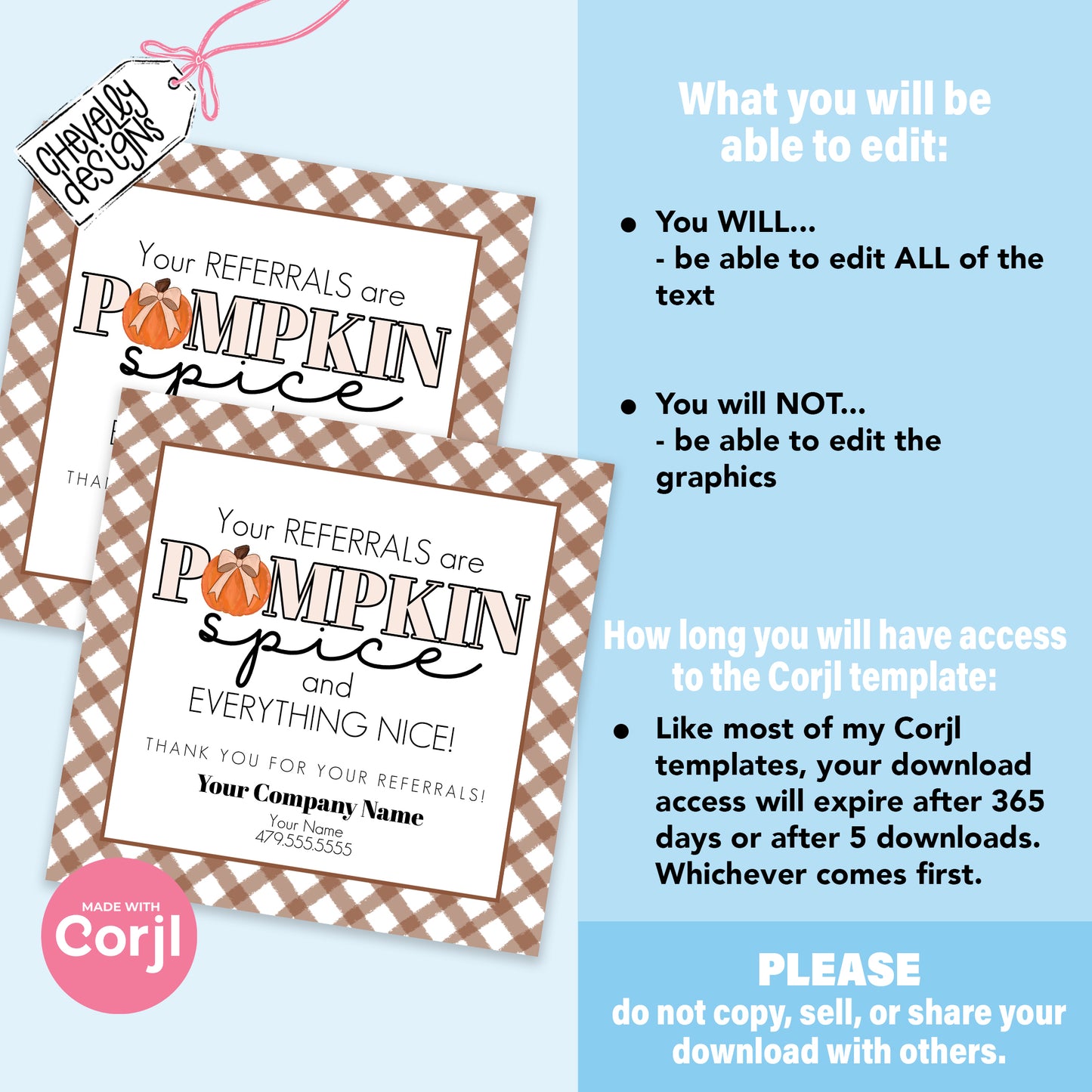 EDITABLE - Your Referrals are Pumpkin Spice - Fall Client Thank You Gift Tag - Printable Digital File