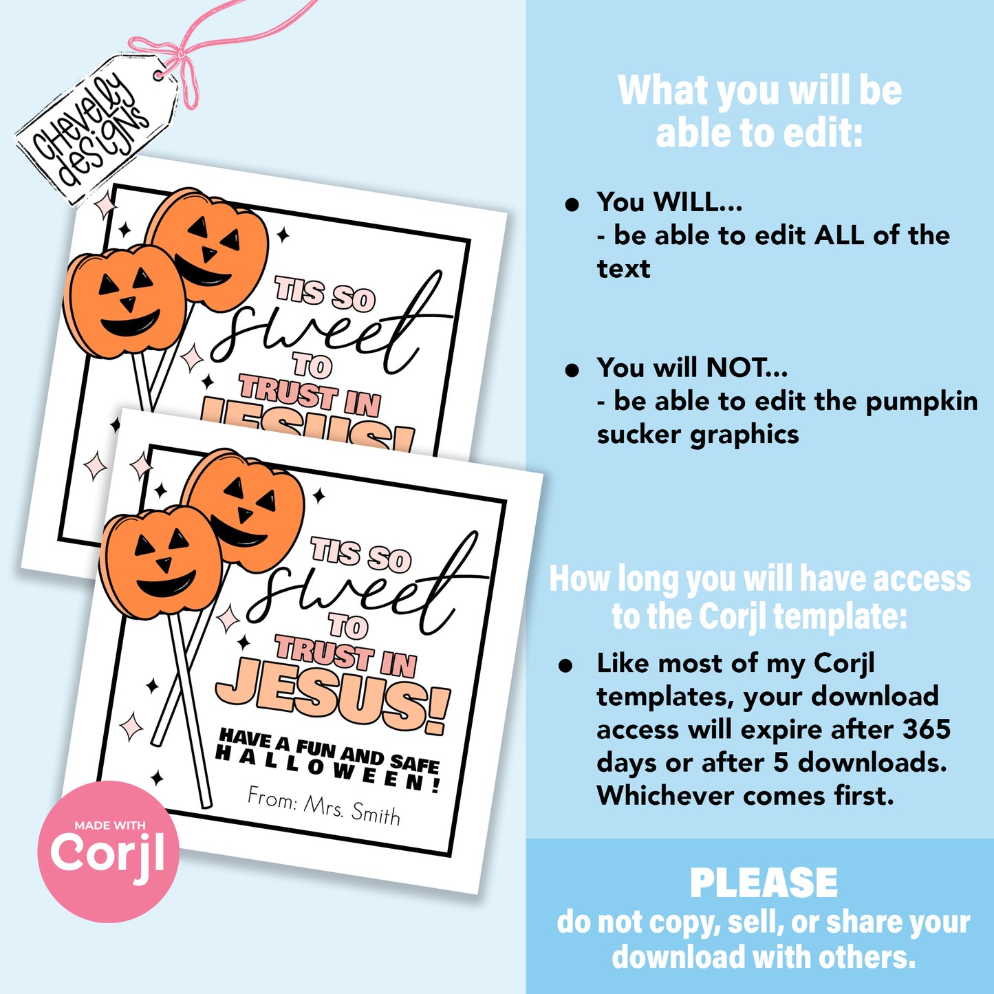 EDITABLE Halloween Treat Tags - Tis so Sweet to Trust in Jesus - Printable Digital File