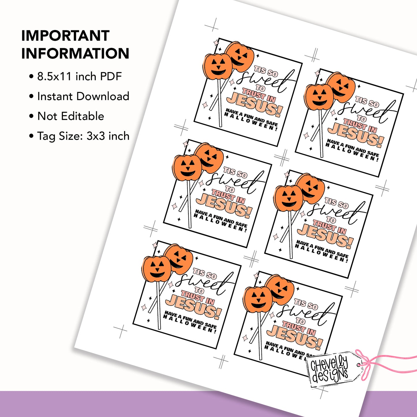 Printable Halloween Treat Tags - Tis so Sweet to Trust in Jesus