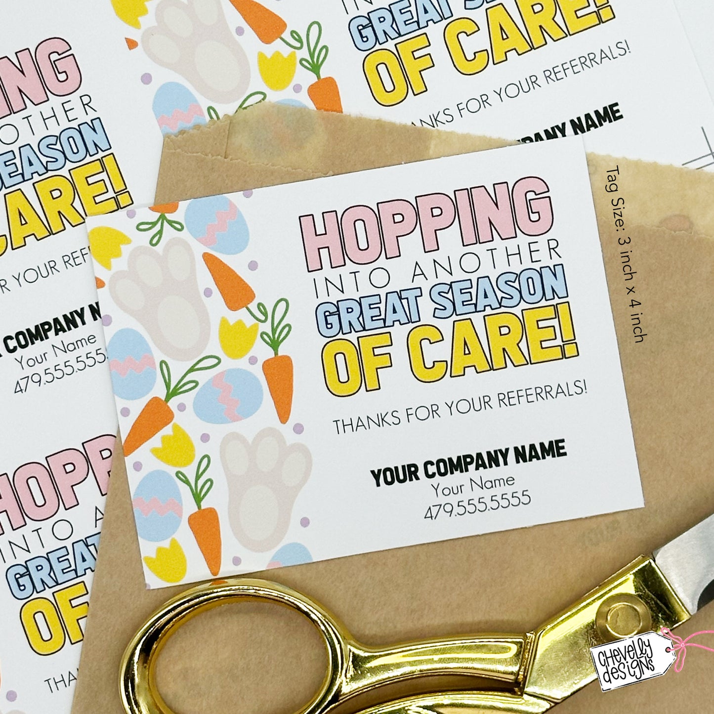 Editable Printable Easter Referral Marketing Gift Tags, Hopping Into Another Great Season of Care