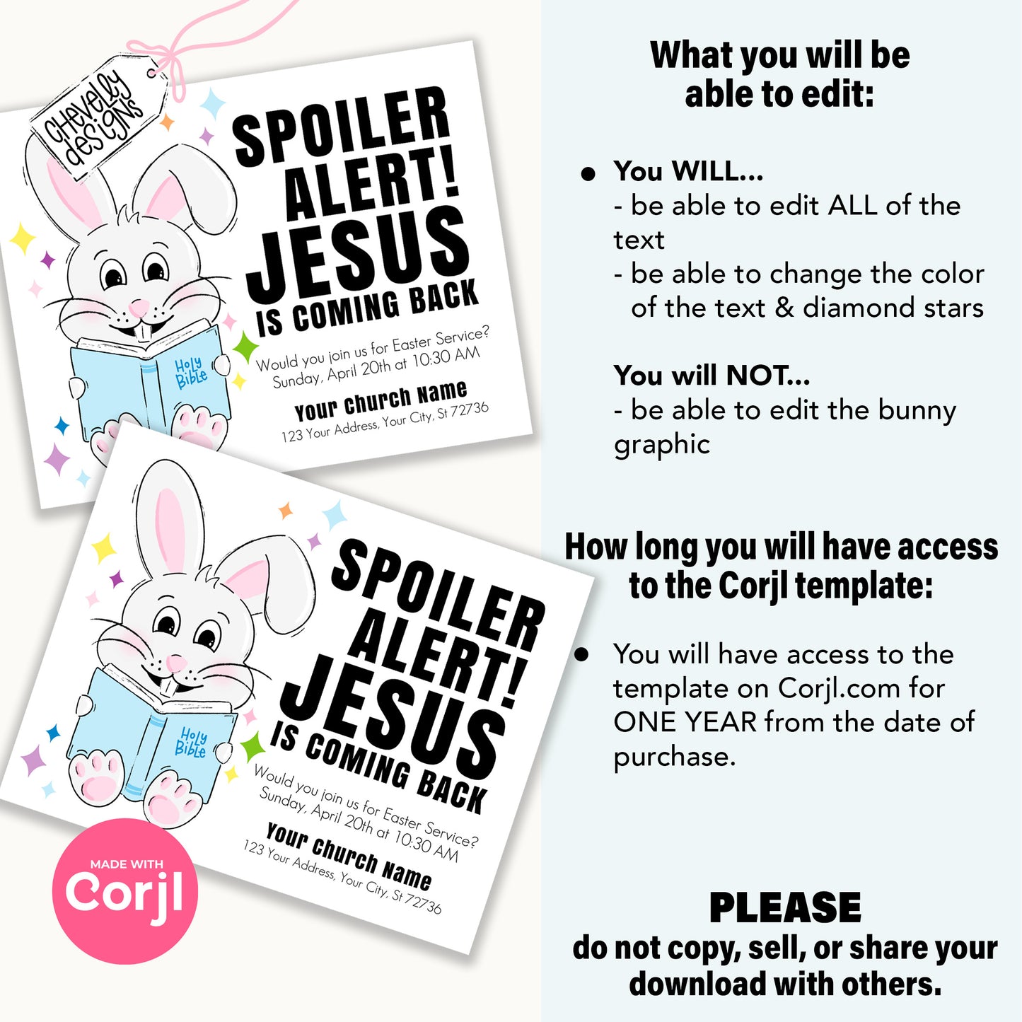 EDITABLE Printable Easter Invitation Handout, Spoiler Alert Jesus is Coming Back