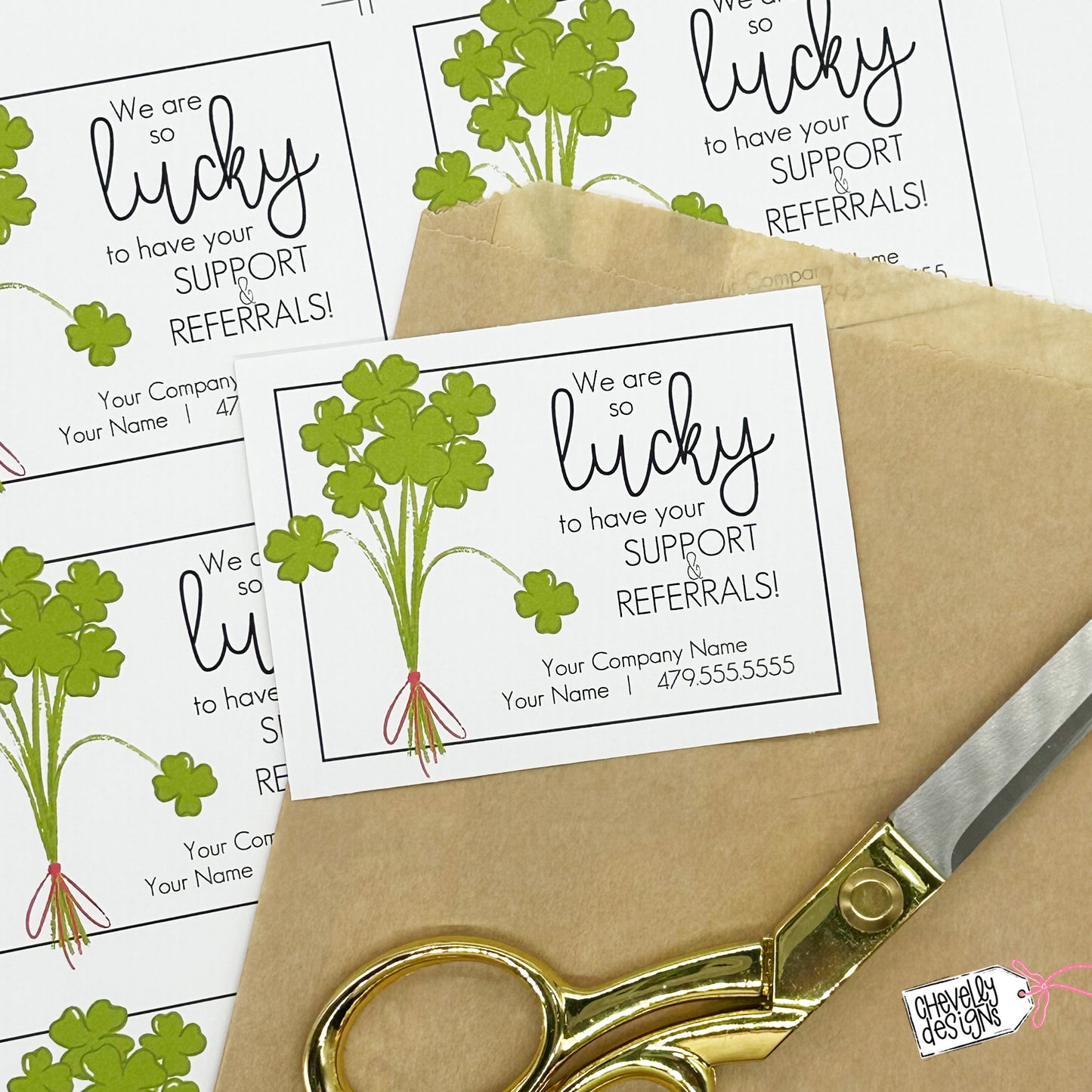 Editable Printable Referral Gift Tags, So Lucky to Have Your Support and Referrals, St. Patrick's Day