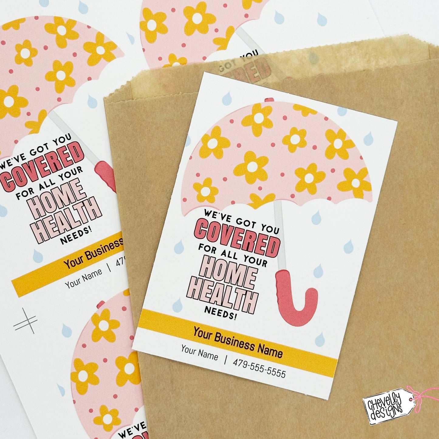 EDITABLE - We've Got You Covered for all Your Home Health Needs - Spring Umbrella Referral Gift Tags - Printable Digital File