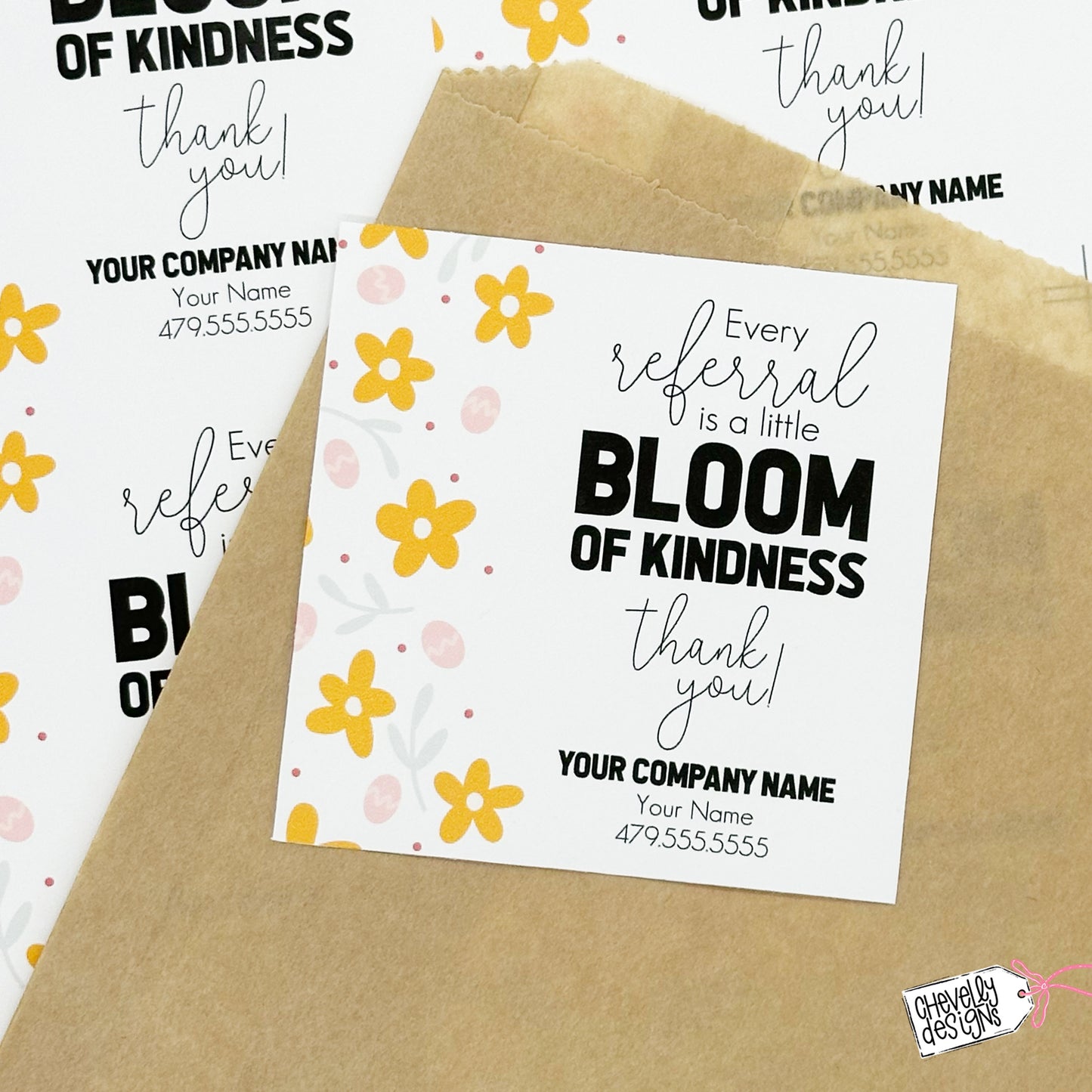 Editable Printable Easter Referral Marketing Gift Tags, Bloom of Kindness Appreciation Tag