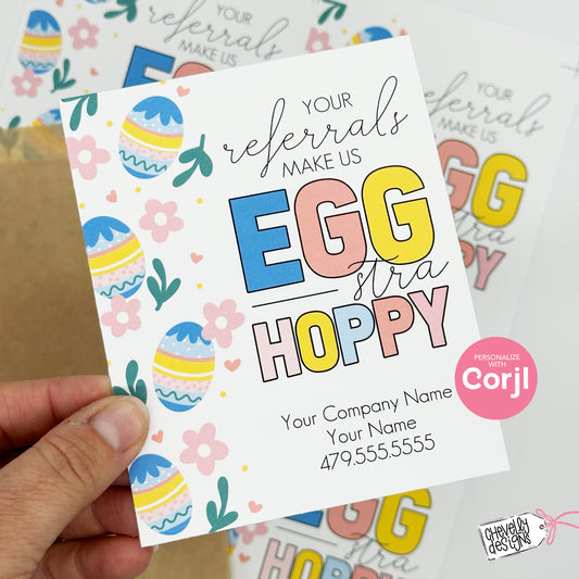 Editable Printable Easter Referral Marketing Gift Tags, Egg-stra Hoppy, Digital Download