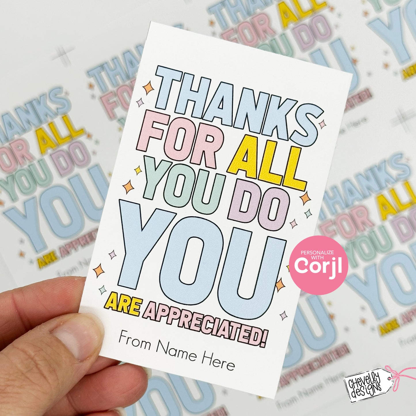 Editable Printable Appreciation Gift Tags, Thanks For All You Do, Digital Download