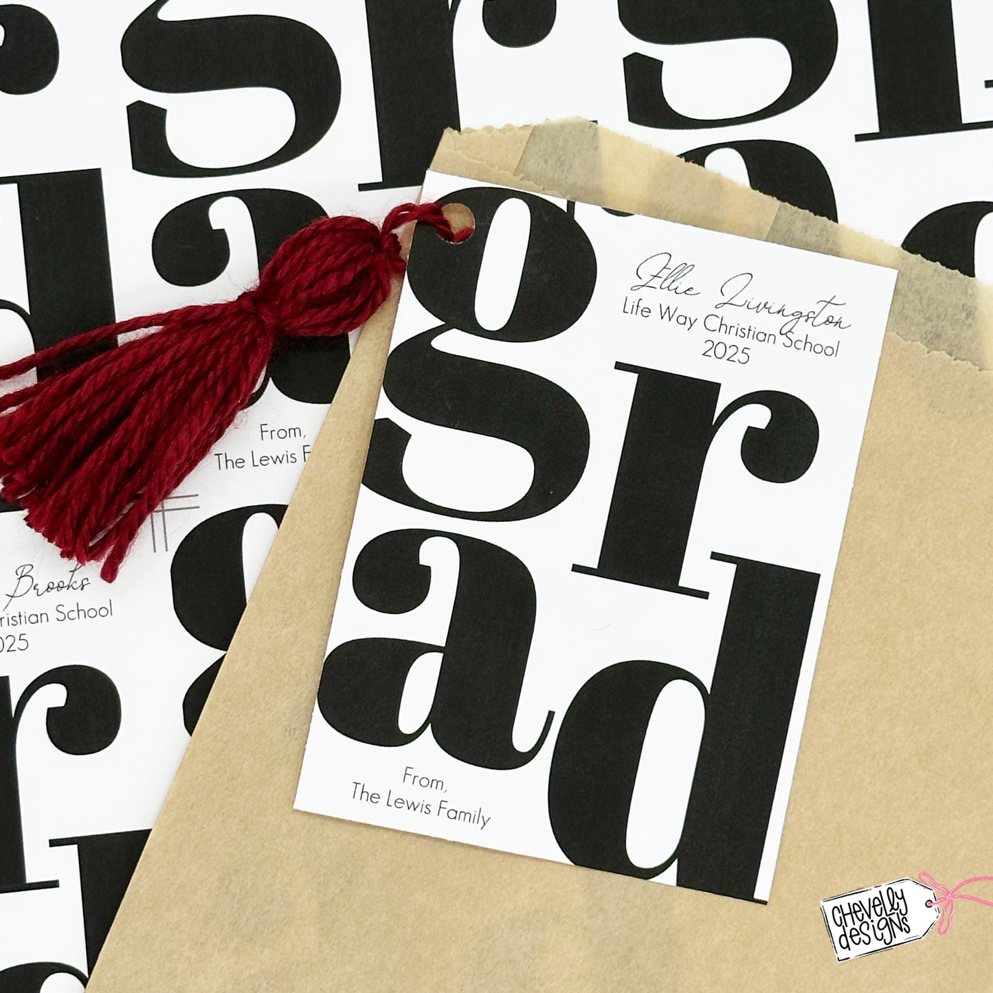 Editable Graduation Gift Tags, Customize the Graduate Name, Year, Colors, and School