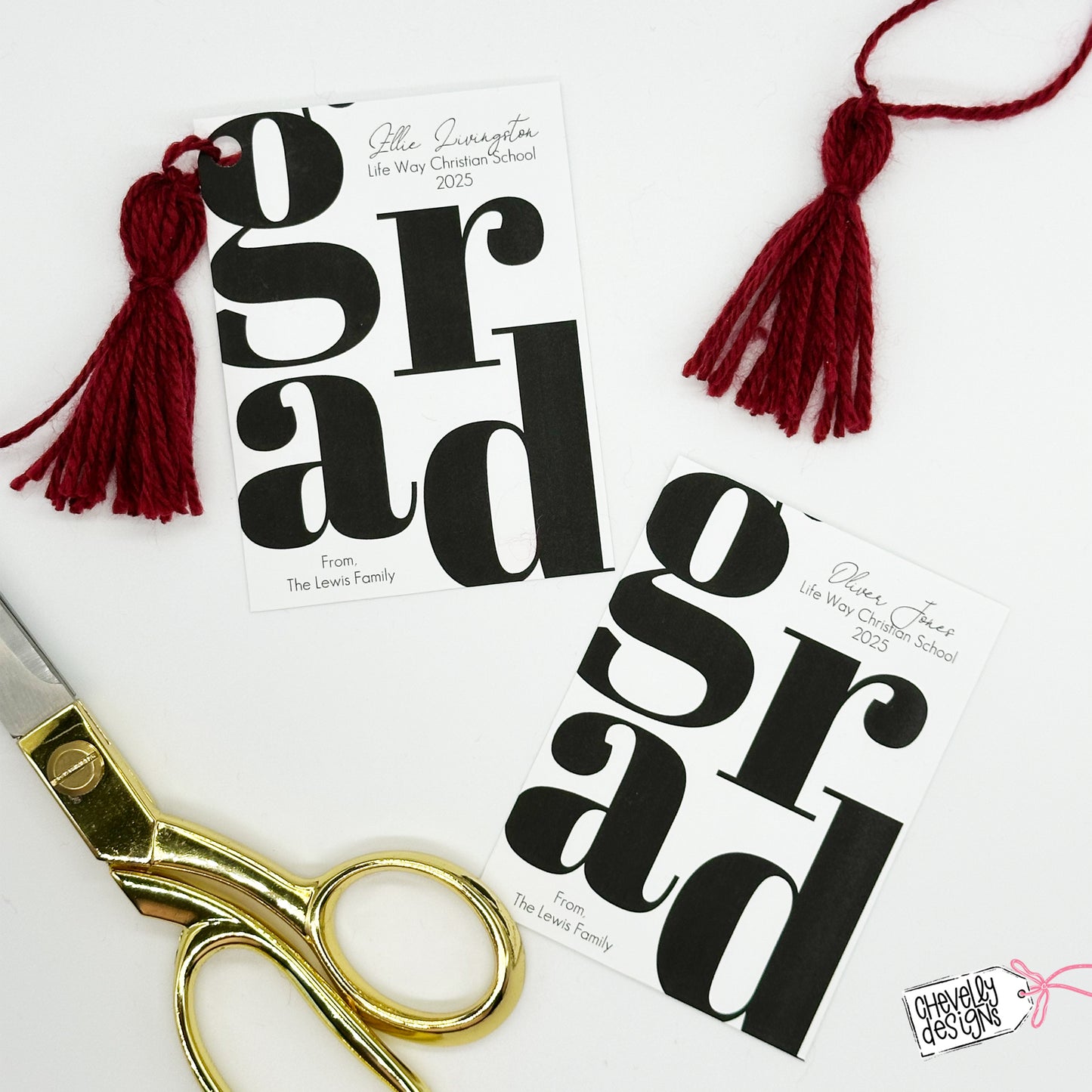 Editable Graduation Gift Tags, Customize the Graduate Name, Year, Colors, and School