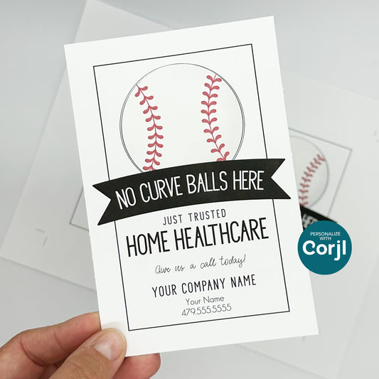 EDITABLE - Printable Referral Gift Tags,  No Curveballs Just Trusted Healthcare, Baseball, Marketing, Digital File