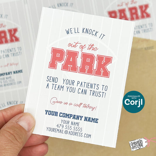 EDITABLE - Printable Referral Gift Tags,  We'll Knock It Out of the Park, Baseball, Marketing, Digital File