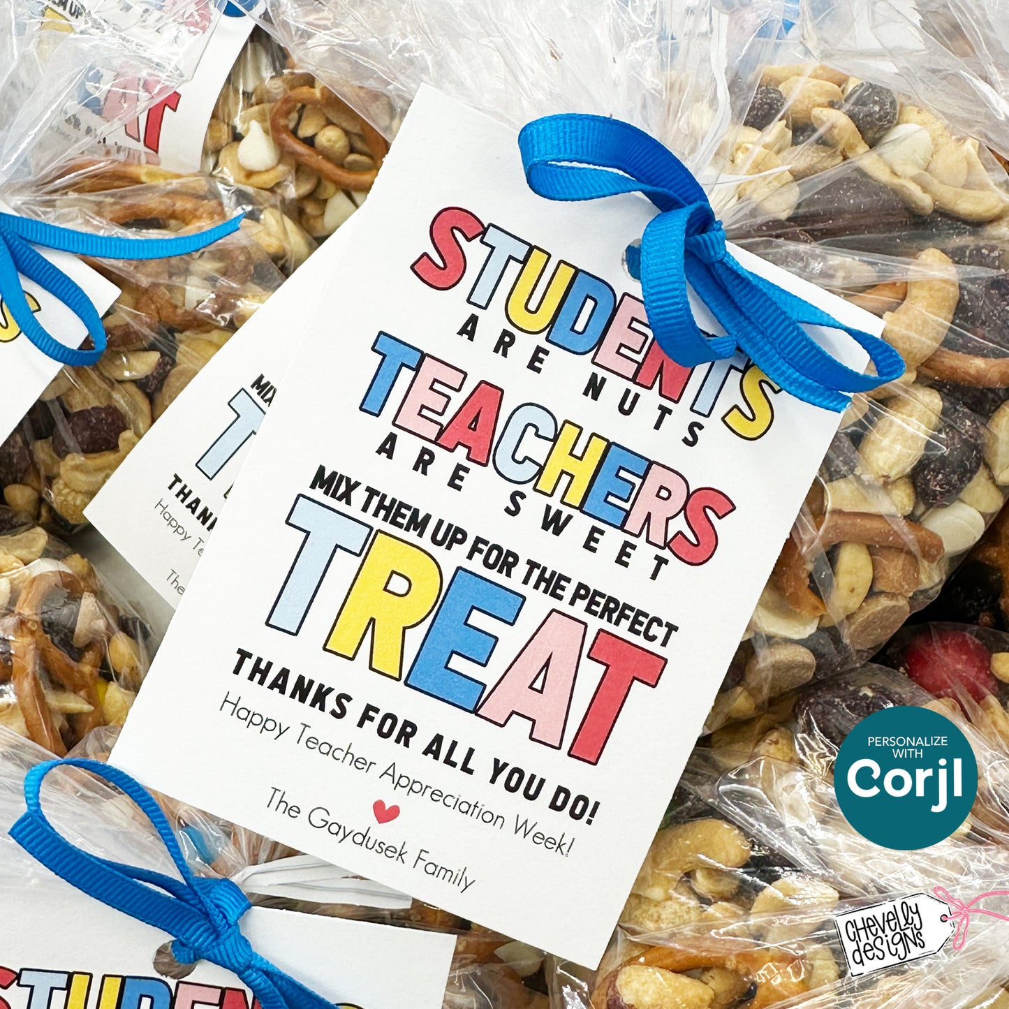Editable Teacher Appreciation Gift Tag – Trail Mix Gift Tag – Corjl Template, Digital Download
