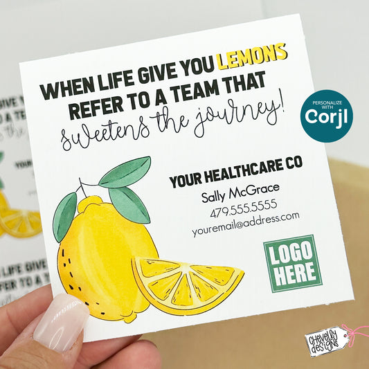 EDITABLE - Printable Referral Gift Tags,  When Life Gives You Lemons, Marketing Labels, Digital File