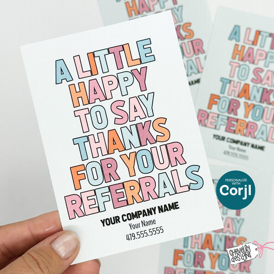 Editable Referral Gift Tag | A Little Happy to Say Thank You | Printable Marketing Tag for Client or Patient Referrals