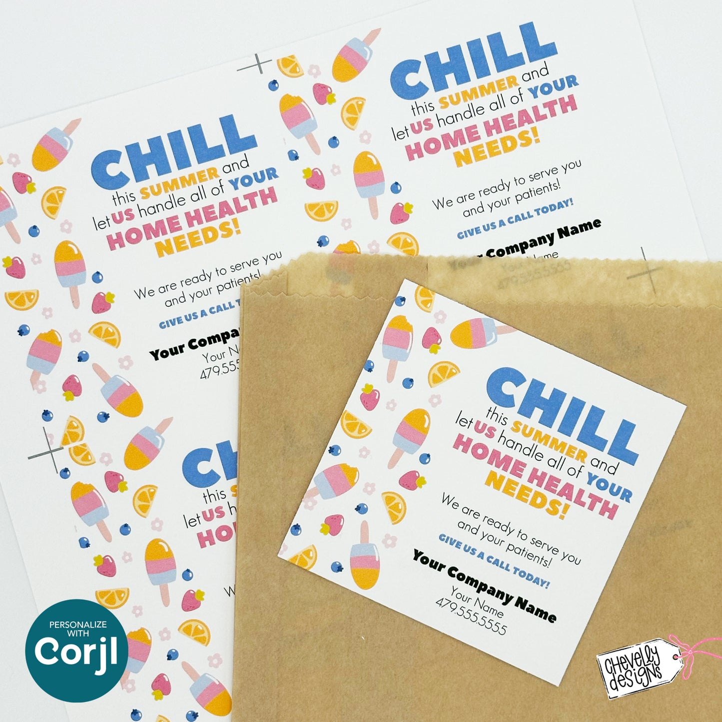 Editable Popsicle Referral Tag | Chill This Summer | Printable Marketing Gift Tag | Digital File