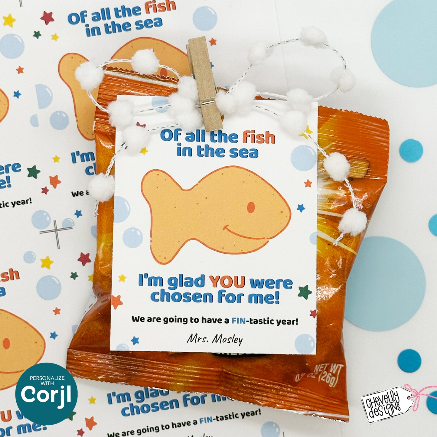Editable Back To School Student Gift Tag, Of All The Fish in the Sea, Digital Download