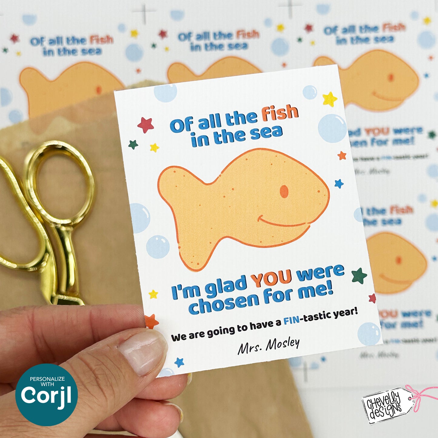 Editable Back To School Student Gift Tag, Of All The Fish in the Sea, Digital Download