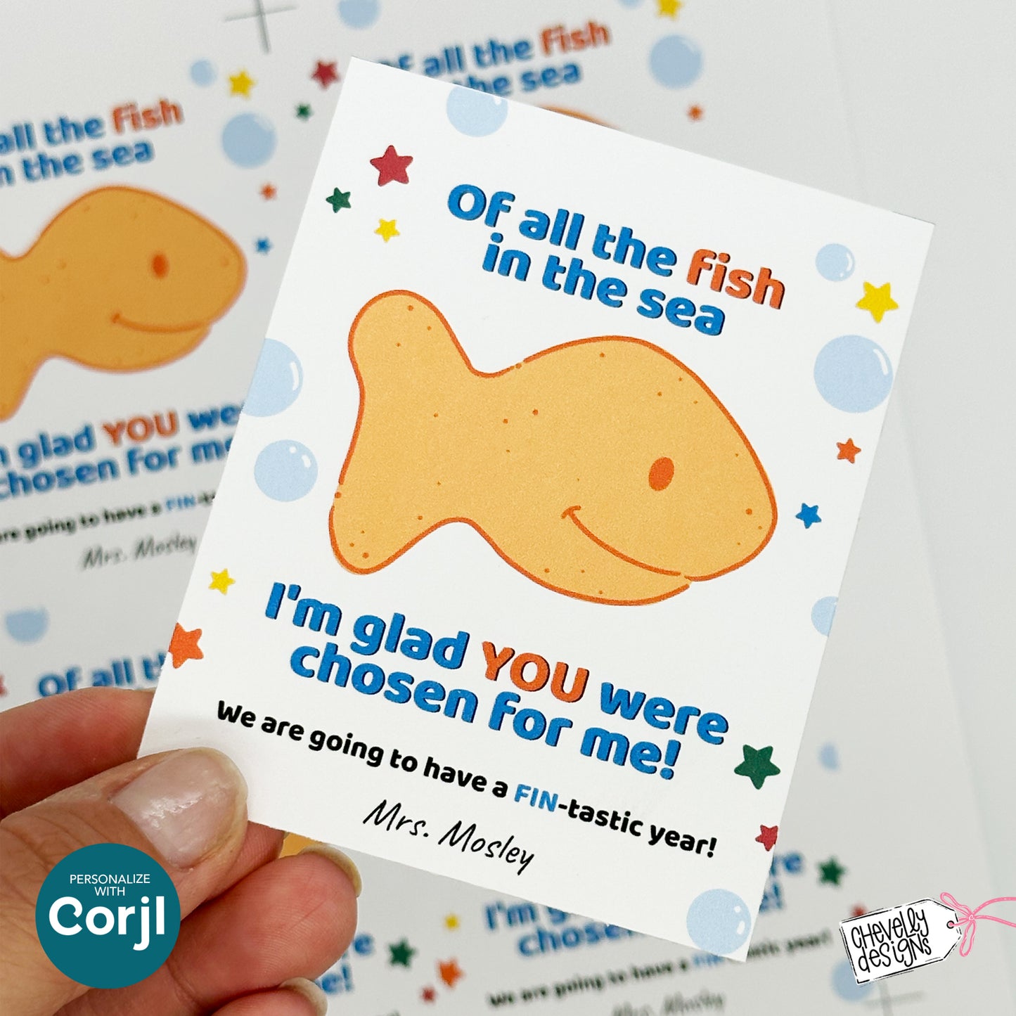 Editable Back To School Student Gift Tag, Of All The Fish in the Sea, Digital Download