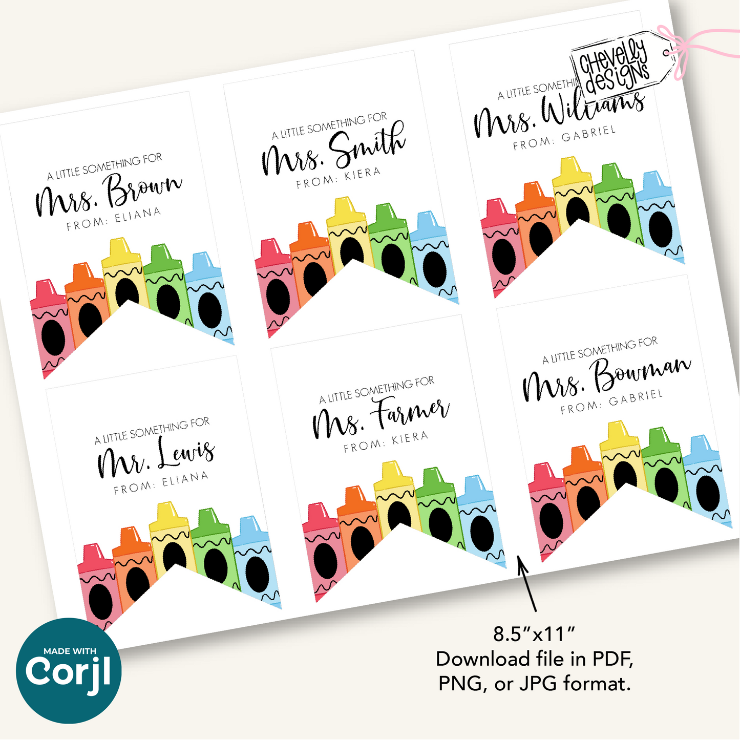 Editable Teacher Gift Tag Printable | Back to School, Teacher Appreciation, Any Occasion | Digital File
