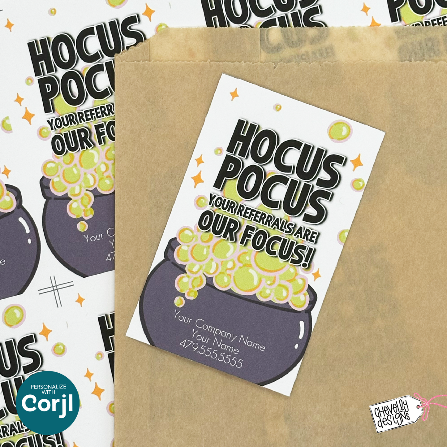 EDITABLE Halloween Referral Gift Tag - Hocus Pocus Your Referrals Are Our Focus - Printable Marketing Labels - Digital File