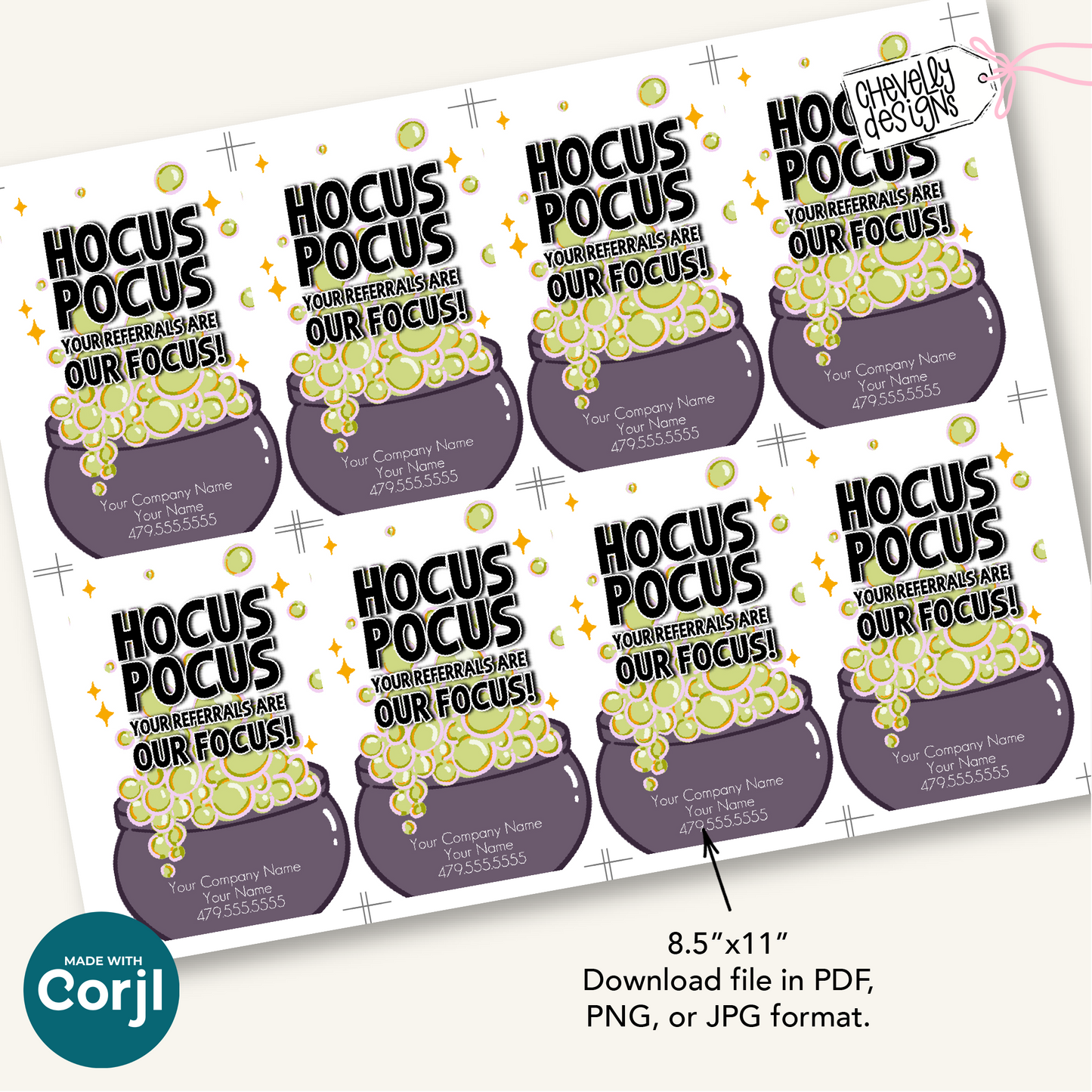 EDITABLE Halloween Referral Gift Tag - Hocus Pocus Your Referrals Are Our Focus - Printable Marketing Labels - Digital File