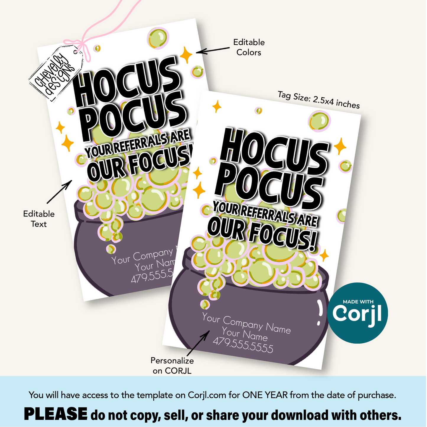 EDITABLE Halloween Referral Gift Tag - Hocus Pocus Your Referrals Are Our Focus - Printable Marketing Labels - Digital File
