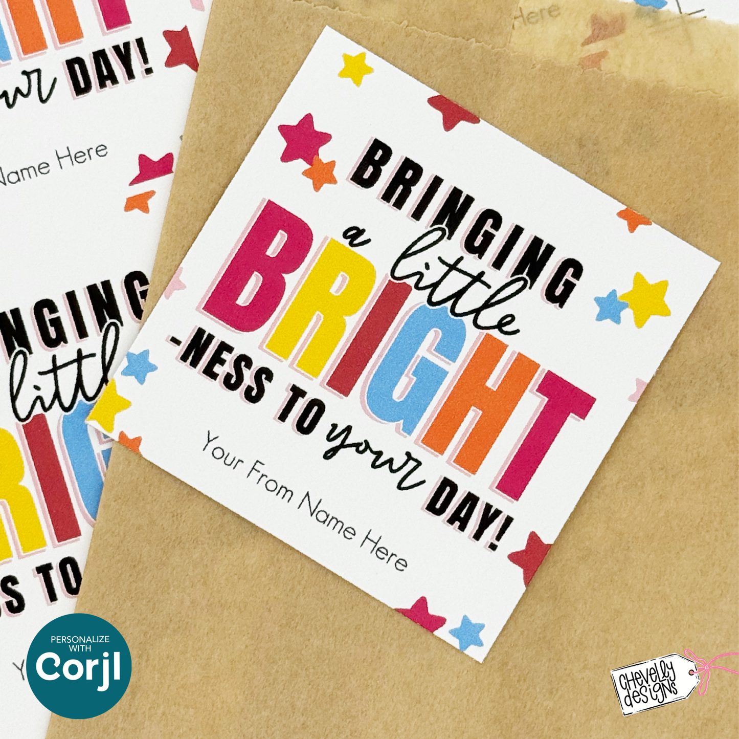 EDITABLE Encouragement Gift Tag | Bringing a Little Bright-ness to Your Day | Kindness, Cheer Up Tag | Digital File