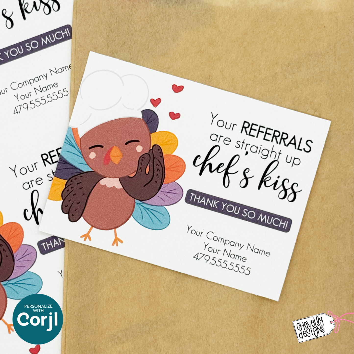 Editable Thanksgiving Referral Gift Tag: Your Referrals are Chef's Kiss Marketing Labels (Digital File HT103)