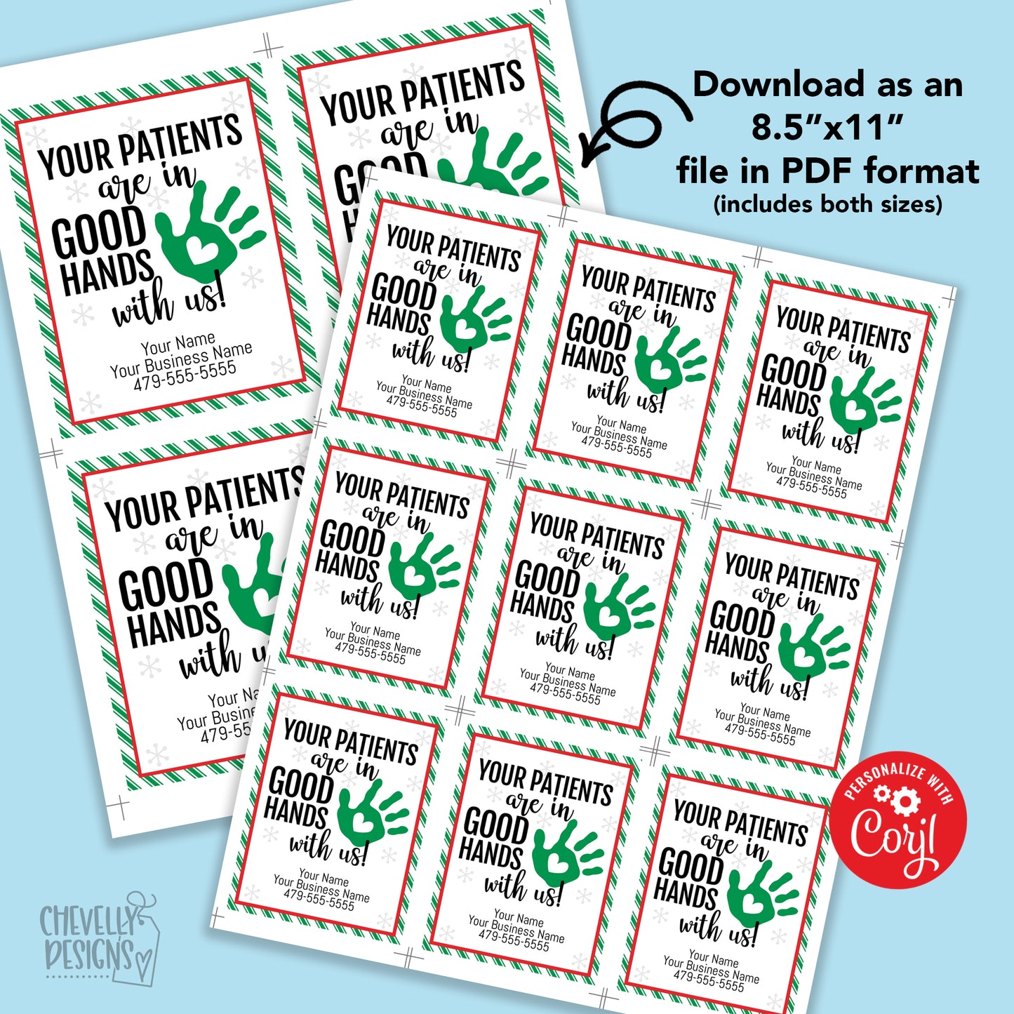 Editable - Your Patients are in Good Hands - Christmas Business Referral Tags - Printable Digital File