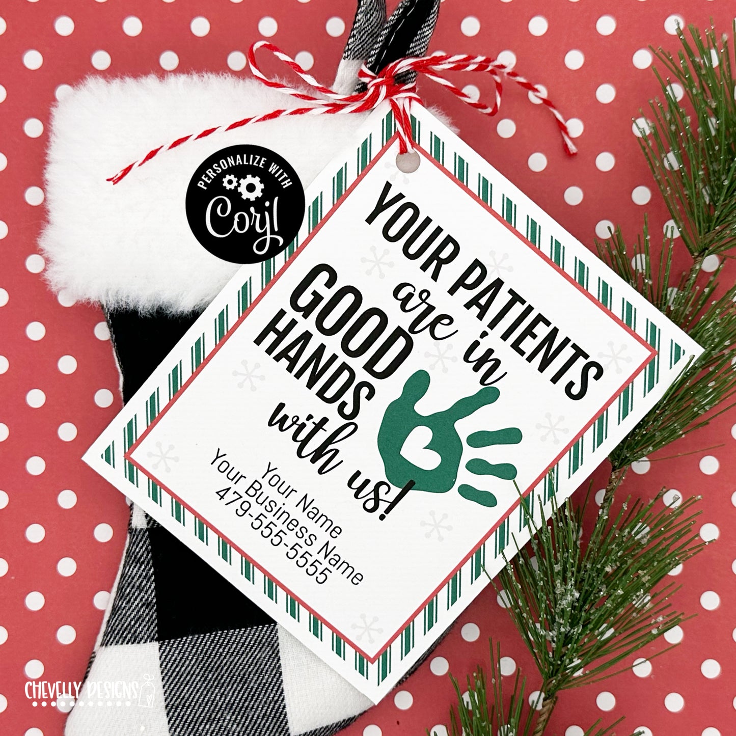 Editable - Your Patients are in Good Hands - Christmas Business Referral Tags - Printable Digital File