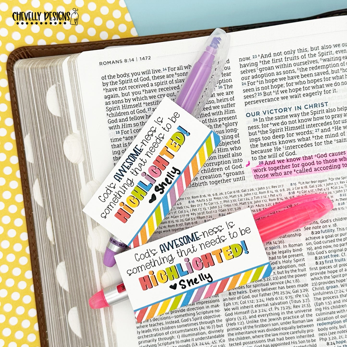 Printable - God's Awesome-ness Needs to be Highlighted - Highlighter Gift Tags - Instant Digital Download