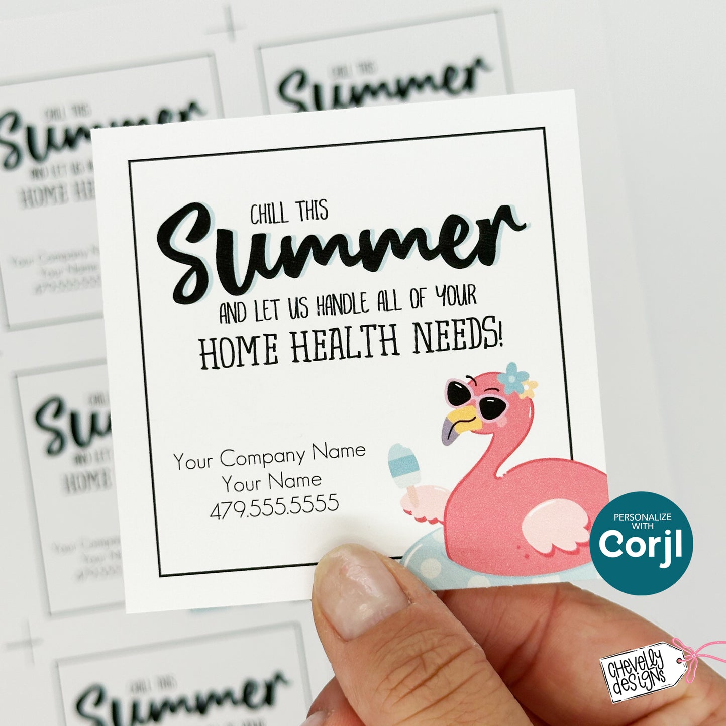 Editable Flamingo Referral Tag | Chill This Summer | Printable Summer Thank You Gift Tag | Digital File