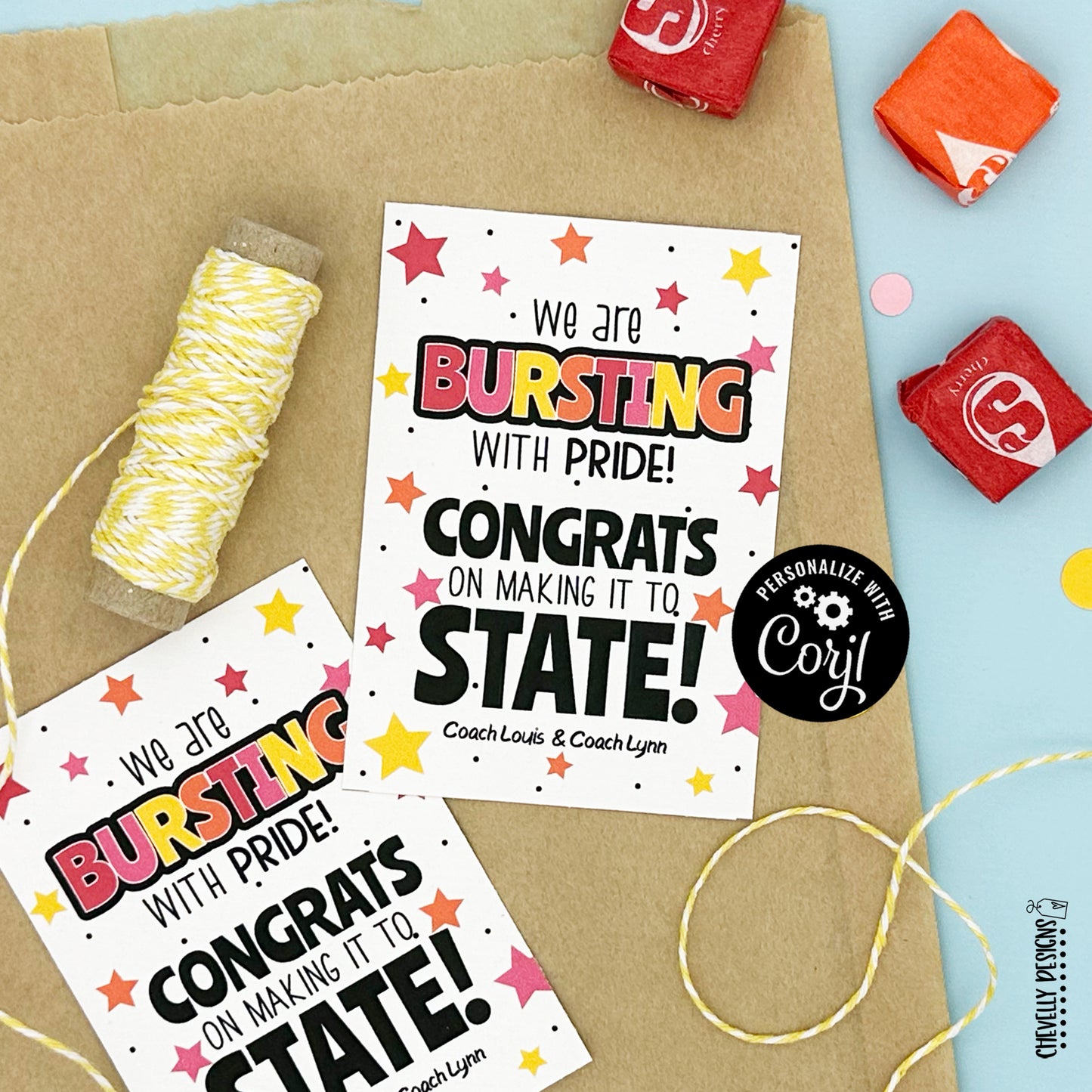 EDITABLE - Bursting with Appreciation - Starburst Gift Tags - Printable Digital File