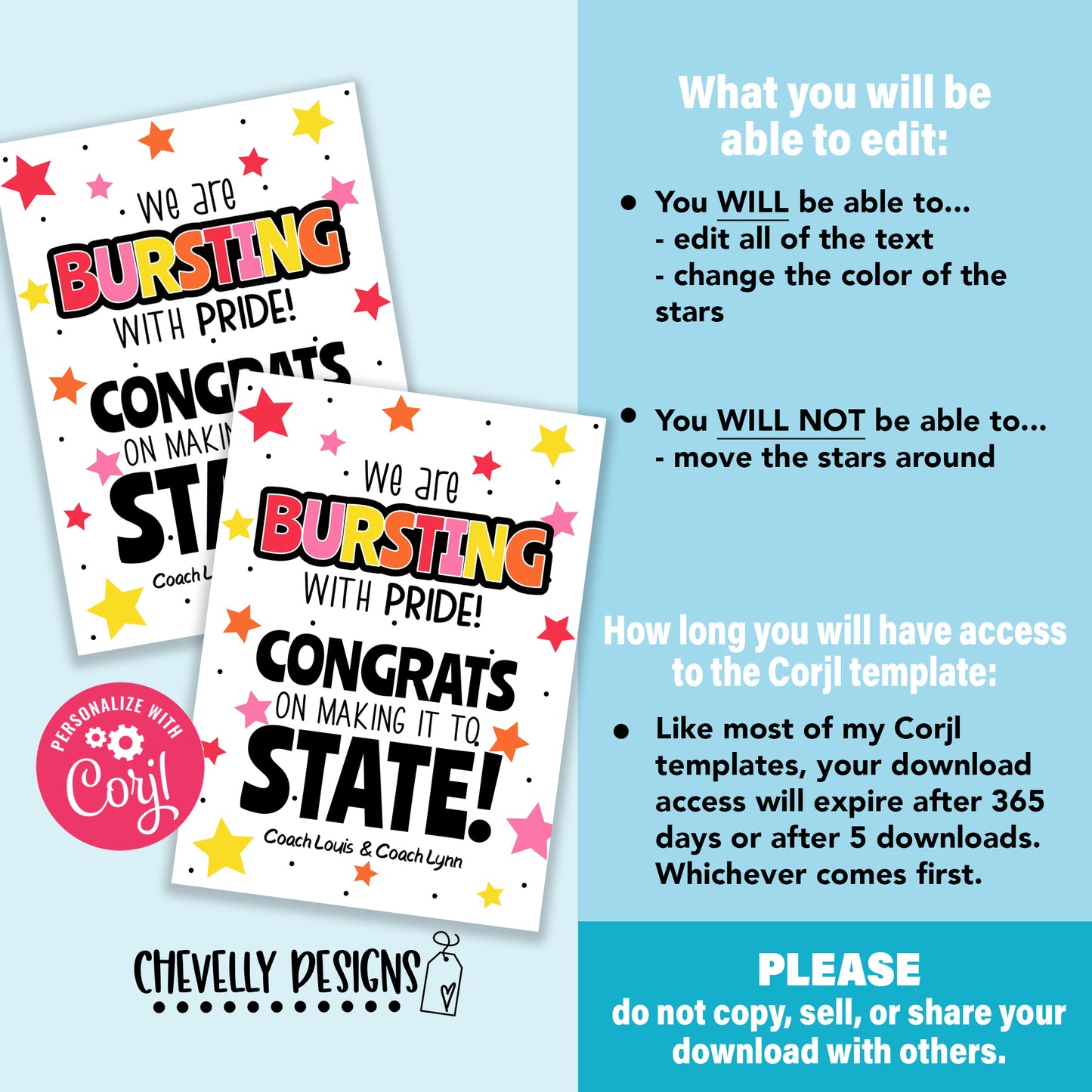 EDITABLE - Bursting with Appreciation - State Congratulations Gift Tags - Printable Digital File