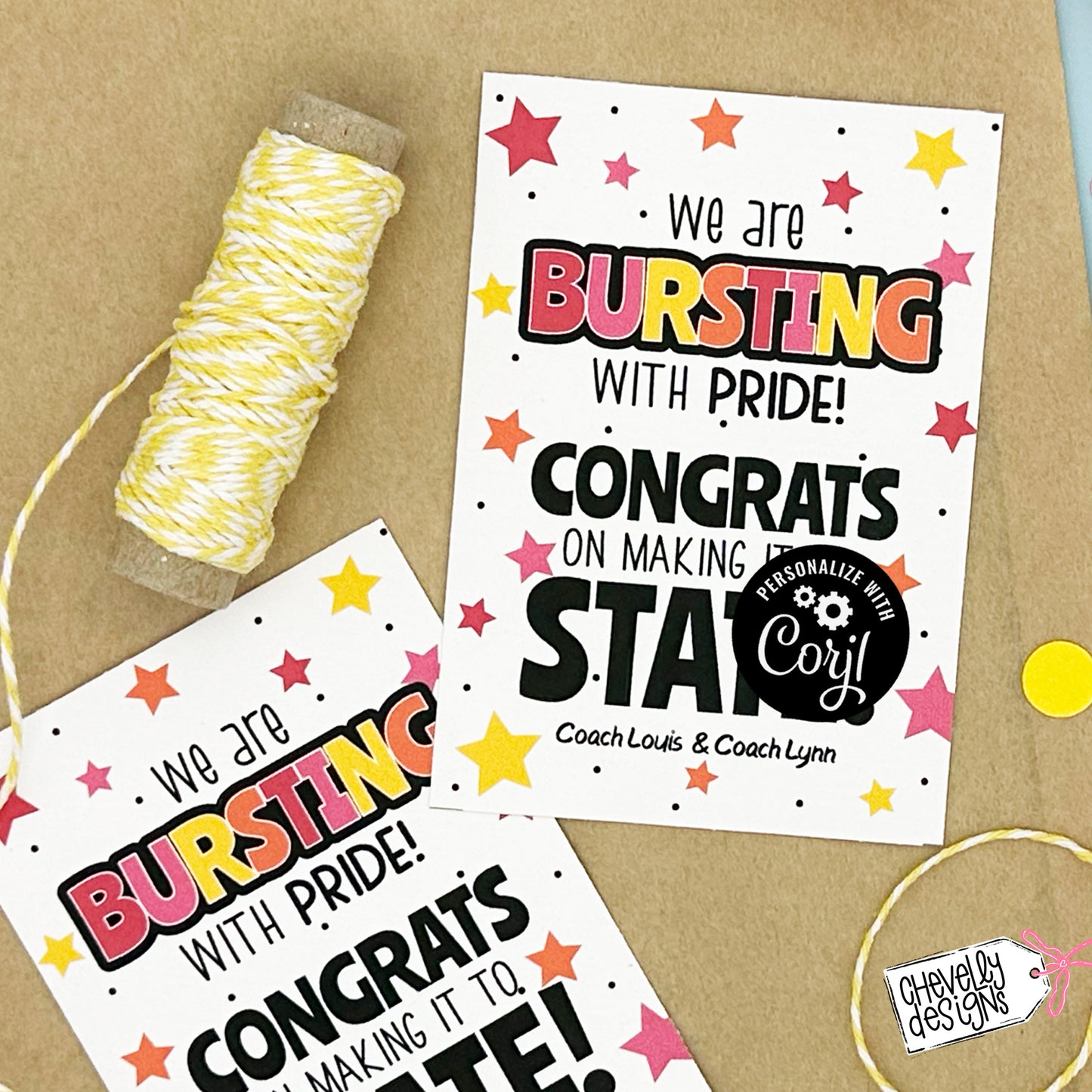 EDITABLE - Bursting with Appreciation - State Congratulations Gift Tags - Printable Digital File