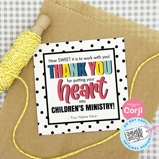 Editable - Children's Ministry Volunteer Appreciation Gift Tags - youth, student, church - Printable Digital File