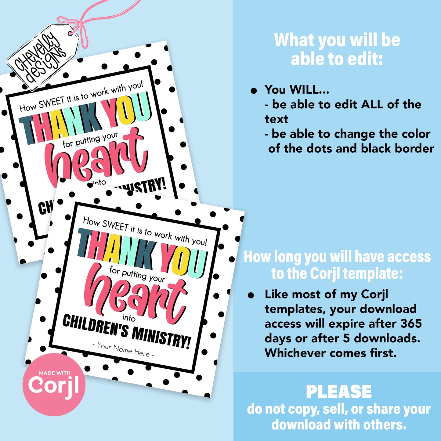 Editable - Children's Ministry Volunteer Appreciation Gift Tags - youth, student, church - Printable Digital File